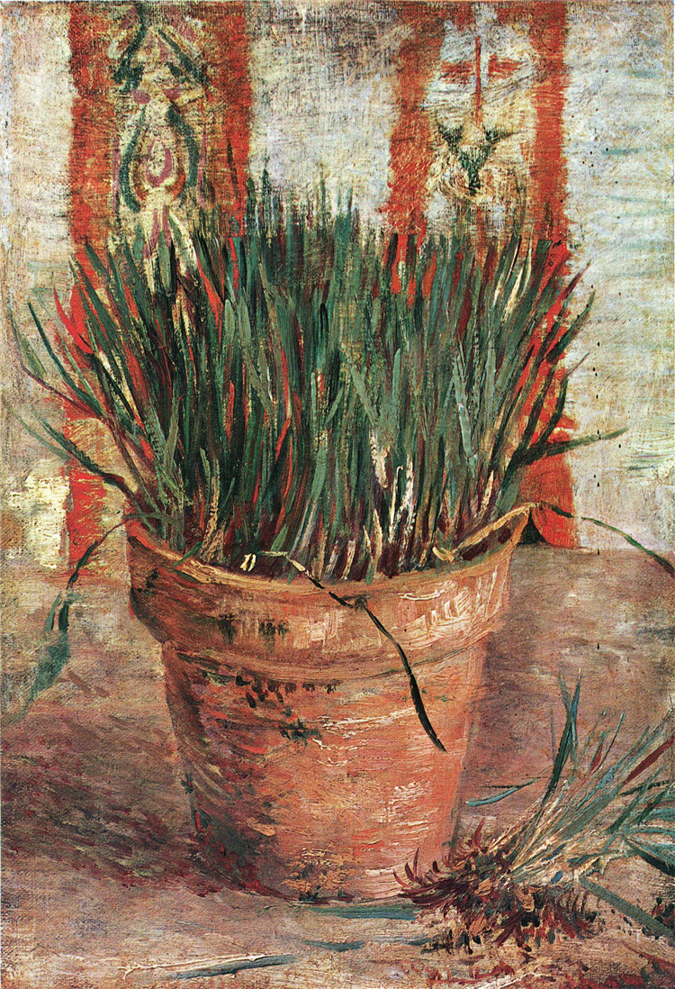 Flowerpot With Chives Van Gogh Oil Painting